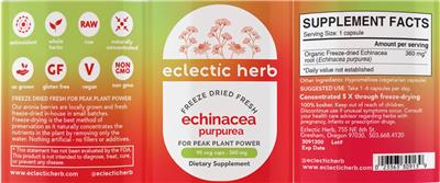 Photo of the Eclectic Herb Echinacea Purpurea 360 mg label