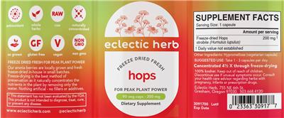 Photo of the Eclectic Herb Hops 200 mg label