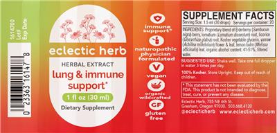 Photo of the Eclectic Herb Lung & Immune Support label