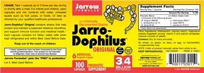 Photo of the Jarrow Formulas Jarro-Dophilus Original label