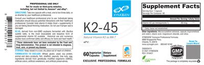 Photo of the XYMOGEN K2-45 label