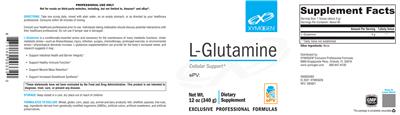 Photo of the XYMOGEN L-Glutamine label