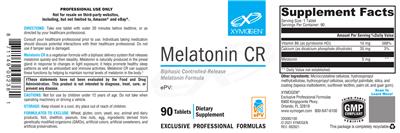 Photo of the XYMOGEN Melatonin CR label