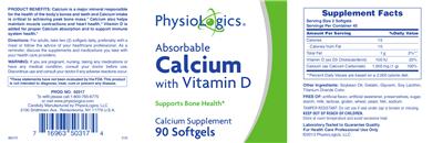 Photo of the PhysioLogics Absorbable Calcium with Vitamin D label