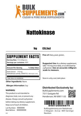 Photo of the BulkSupplements.com Nattokinase label