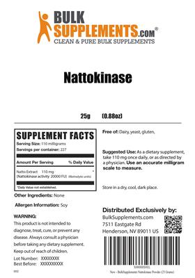 Photo of the BulkSupplements.com Nattokinase label