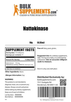 Product label for Nattokinase