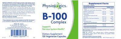 Photo of the PhysioLogics B-100 Complex label