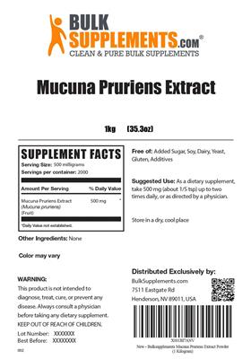 Photo of the BulkSupplements.com Mucuna Pruriens Extract label