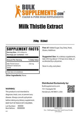 Photo of the BulkSupplements.com Milk Thistle Extract label
