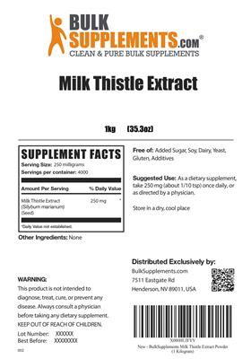 Photo of the BulkSupplements.com Milk Thistle Extract label