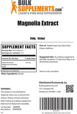Photo of the BulkSupplements.com Magnolia Extract label
