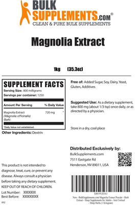 Photo of the BulkSupplements.com Magnolia Extract label