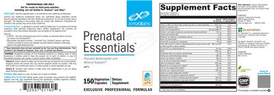 Photo of the XYMOGEN Prenatal Essentials label