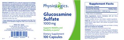 Photo of the PhysioLogics Glucosamine Sulfate 1000 mg label