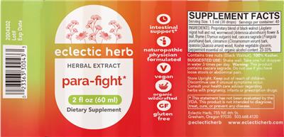 Photo of the Eclectic Herb Para-Fight label