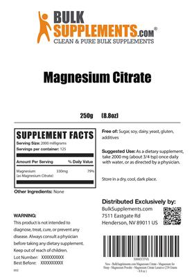 Photo of the BulkSupplements.com Magnesium Citrate label