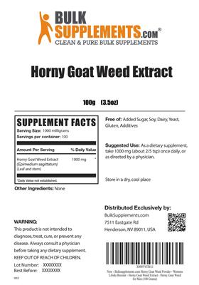Photo of the BulkSupplements.com Horny Goat Weed Extract label