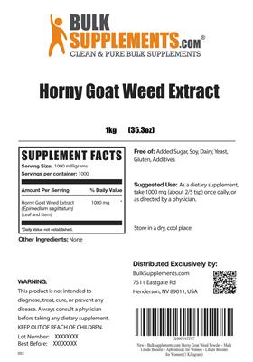 Photo of the BulkSupplements.com Horny Goat Weed Extract label