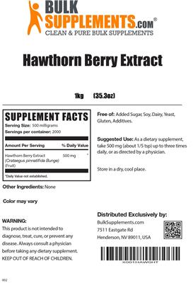 Photo of the BulkSupplements.com Hawthorn Berry Extract label