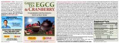 Photo of the ProCaps Laboratories Green Tea EGCG & Cranberry label