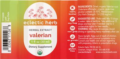 Photo of the Eclectic Herb Valerian label