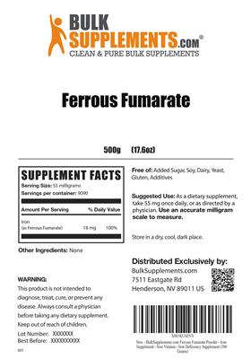 Photo of the BulkSupplements.com Ferrous Fumarate label