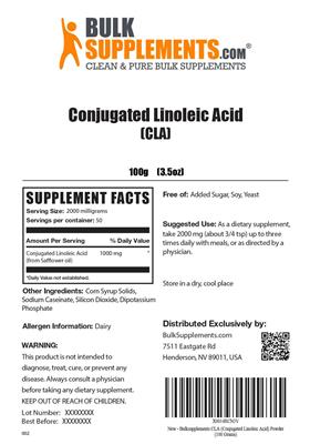 Photo of the BulkSupplements.com Conjugated Linoleic Acid (CLA) label