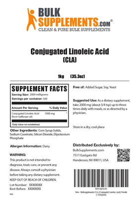 Photo of the BulkSupplements.com Conjugated Linoleic Acid (CLA) label