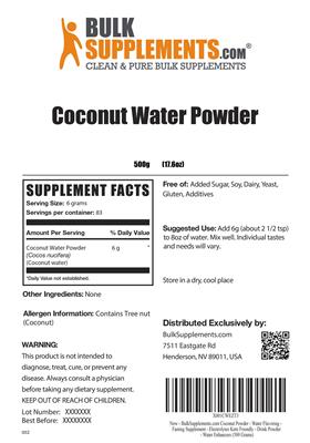 Photo of the BulkSupplements.com Coconut Water Powder label