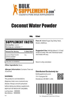 Product label for Coconut Water Powder