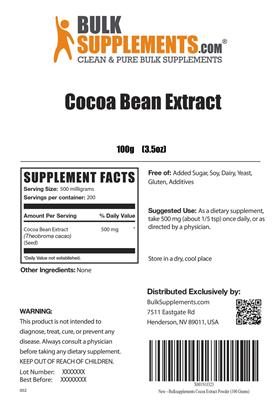 Photo of the BulkSupplements.com Cocoa Bean Extract label