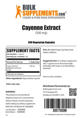 Photo of the BulkSupplements.com Cayenne Extract (500 mg) label