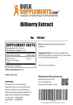 Photo of the BulkSupplements.com Bilberry Extract label