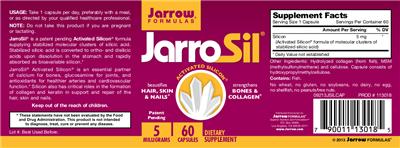Photo of the Jarrow Formulas JarroSil 5 mg label