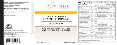 Photo of the Integrative Therapeutics Nutrivitamin Enzyme Complex without Iron label