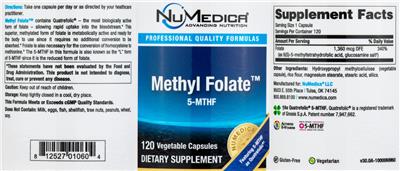Photo of the NuMedica Methyl Folate label