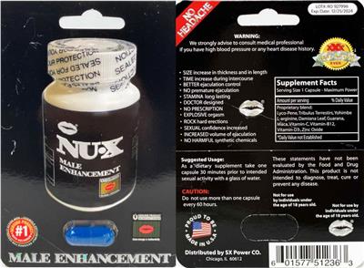 Photo of the SX Power Co. NUX Male Enhancement label