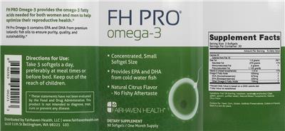 Photo of the Fairhaven Health FH PRO Omega-3 Natural Citrus Flavor label