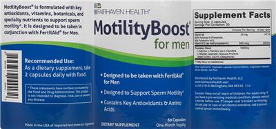 Photo of the Fairhaven Health MotilityBoost for Men label