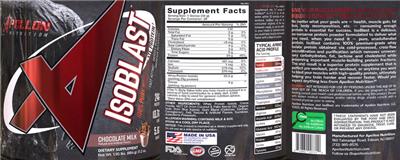 Photo of the Apollon Nutrition IsoBlast 100% Pure Whey Isolate Protein Chocolate Milk label