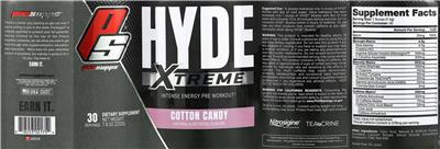 Photo of the PS ProSupps Hyde Xtreme Cotton Candy label