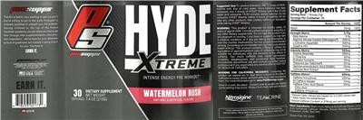 Photo of the PS ProSupps Hyde Xtreme Watermelon Rush label
