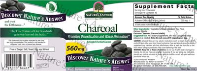 Photo of the Nature's Answer Charcoal 560 mg label