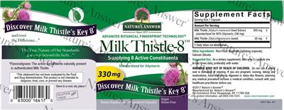 Photo of the Nature's Answer Milk Thistle-8 330 mg label