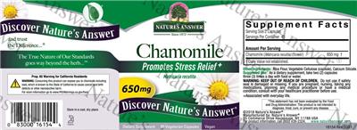 Photo of the Nature's Answer Chamomile 650 mg label