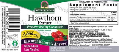 Photo of the Nature's Answer Hawthorn Extract label