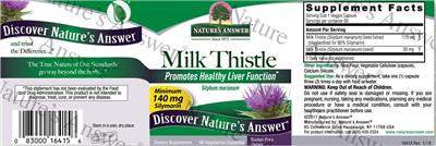 Photo of the Nature's Answer Milk Thistle label