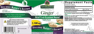 Photo of the Nature's Answer Ginger 1,100 mg label