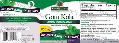 Photo of the Nature's Answer Gotu Kola 950 mg label
